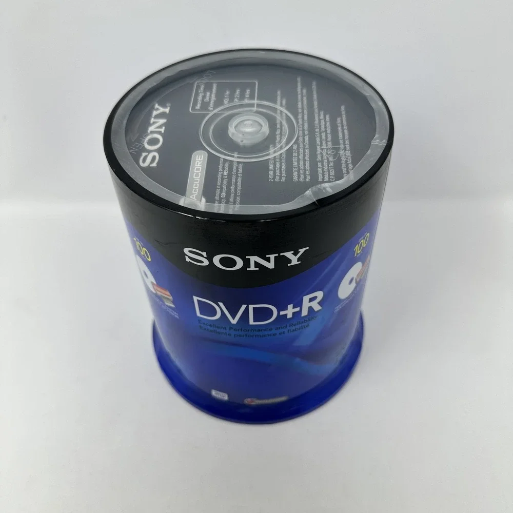 Sony DVD+R 100 Pack 4.7GB 120min 16x Printable‎ for Inkjet Printers AccuCORE New